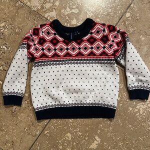 Janie and Jack red blue and crème hearts sweater unisex 2T